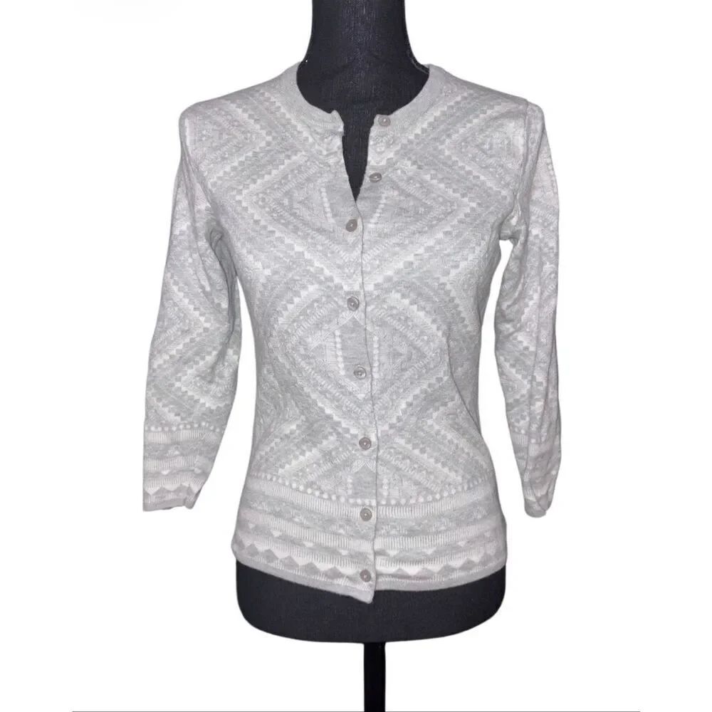 Bass Geometric Button Up Cardigan